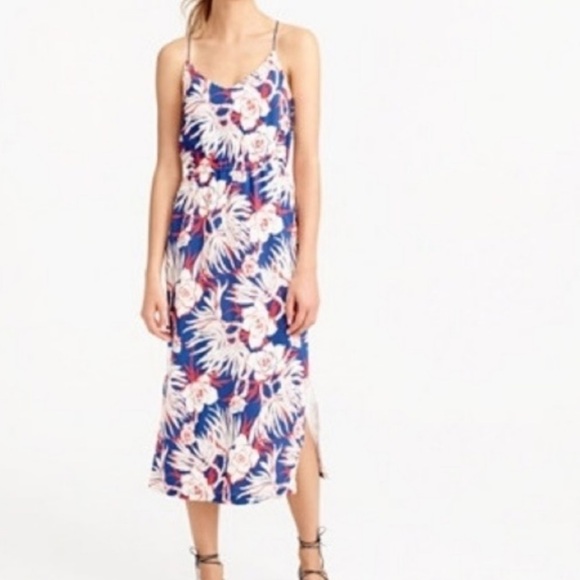 J. Crew Floral Silk Halter Midi Dress in Hawaiian Print, size 2 - Picture 1 of 7